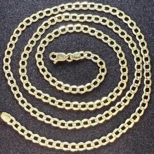 Solid 10k Yellow Italian Gold Cuban Link Chain Necklace 16" Long 2.7mm Wide